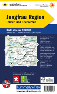 Suisse, Région de la Jungfrau, No. 18, Carte de Randonnée 1:60'000 Suisse, Région de la Jungfrau, No. 18, Carte de Randonnée 1:60'000