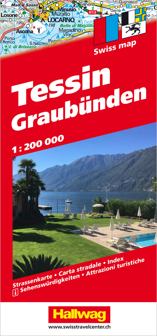 Tessin und Graubünden Strassenkarte 1:200 000