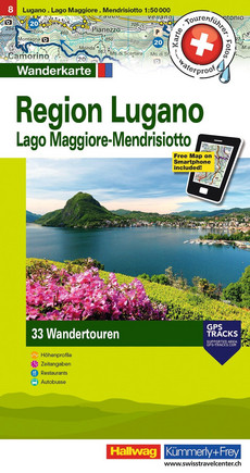 Schweiz, Lugano - Mendrisiotto, Nr. 8, Wandertourenkarte 1:50'000