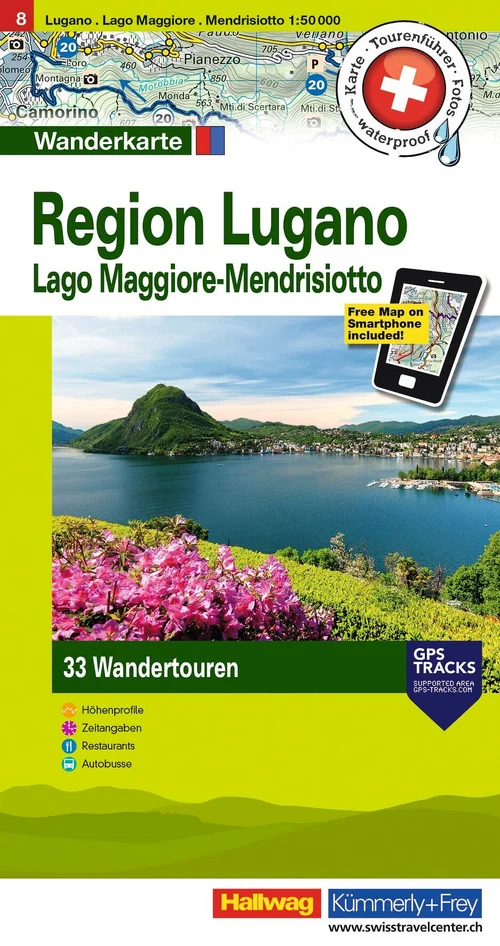 Schweiz, Lugano - Mendrisiotto, Nr. 8, Wandertourenkarte 1:50'000 Schweiz, Lugano - Mendrisiotto, Nr. 8, Wandertourenkarte 1:50'000