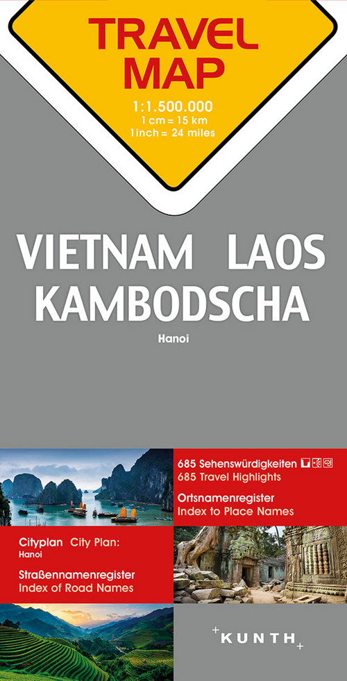 KUNTH TRAVELMAP Vietnam, Laos, Kambodscha 1:1,5 Mio.