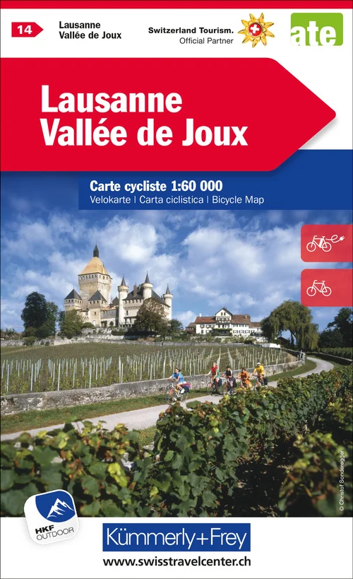 Suisse, Lausanne, Vallée de Joux, No. 14, carte cycliste 1:60'000