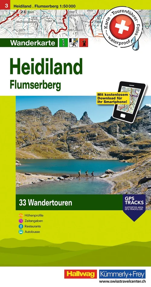 Schweiz, Heidiland, Flumserberg, Nr. 3, Wandertourenkarte 1:50'000 Schweiz, Heidiland, Flumserberg, Nr. 3, Wandertourenkarte 1:50'000