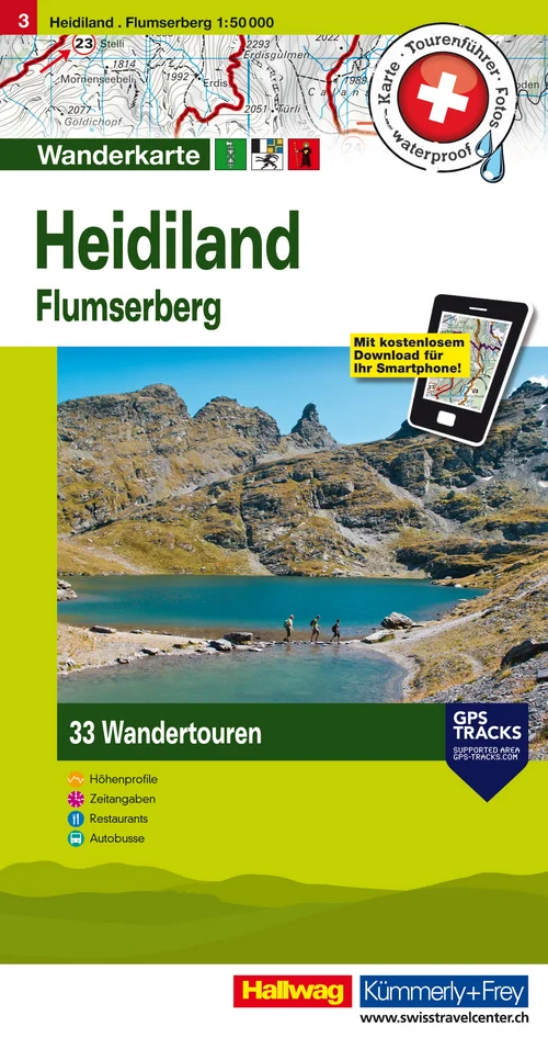 Schweiz, Heidiland, Flumserberg, Nr. 3, Wandertourenkarte 1:50'000