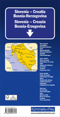 Slovénie - Croatie - Bosnie-Herzégovine, Carte routière 1:500'000